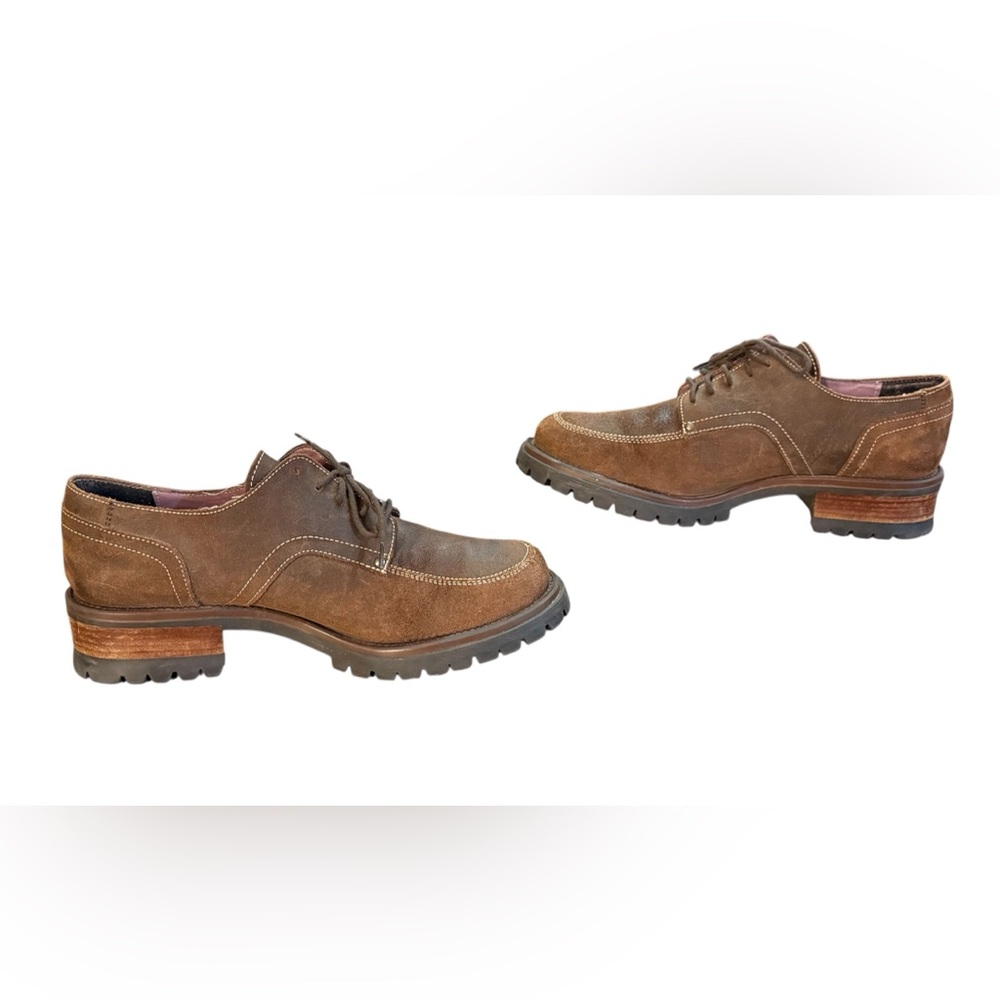 American Eagle Outfitters Brown Suede Platform Derby Shoes - Picture 5 of 9